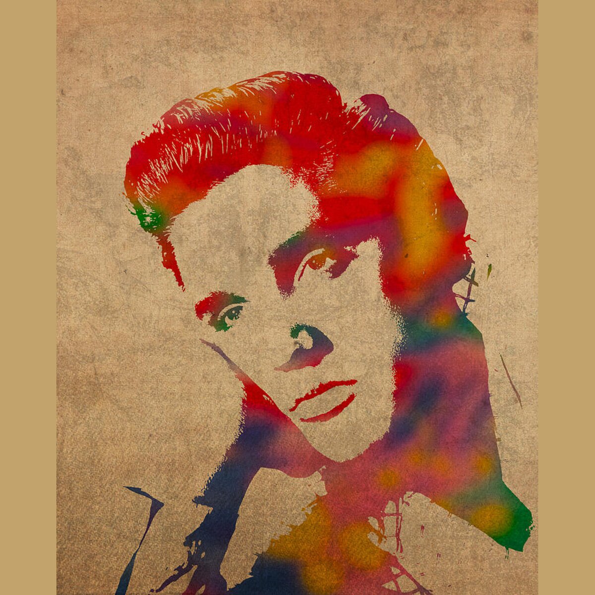 Elvis Presley Watercolor Portrait on Worn Distressed Canvas Duvet Cover ...