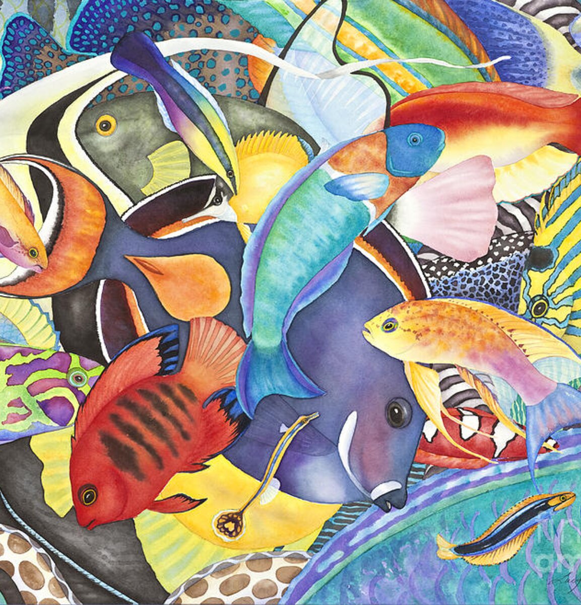 Hawaiian Fishes All the Way Down Shower Curtain for Sale by Lucy Arnold