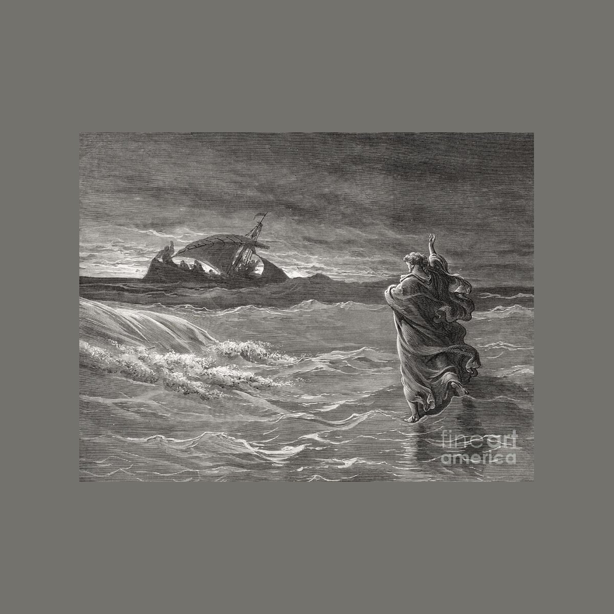 Jesus Walking on the Sea John 6 19 21 Duvet Cover for Sale by Gustave Dore