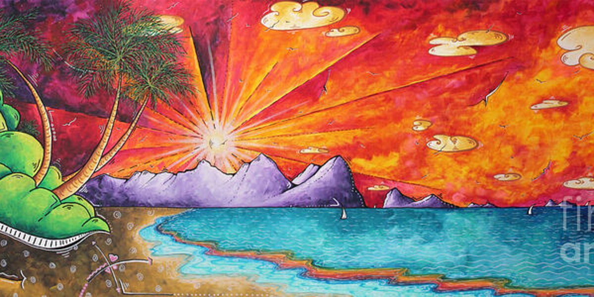Bold Colorful Tropical Sunset Art Original Beach Painting By Megan ...