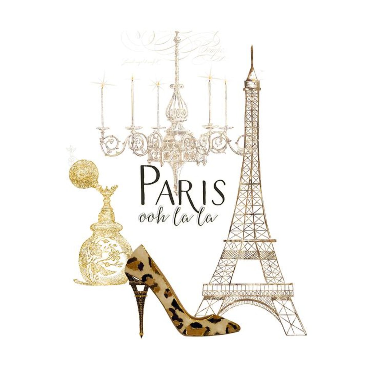 Paris - Ooh la la Fashion Eiffel Tower Chandelier Perfume Bottle Round ...