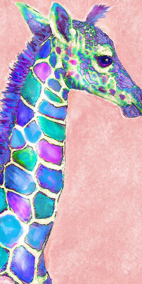 Baby Giraffe Pink And Purple Hand Towel for Sale by Jane Schnetlage
