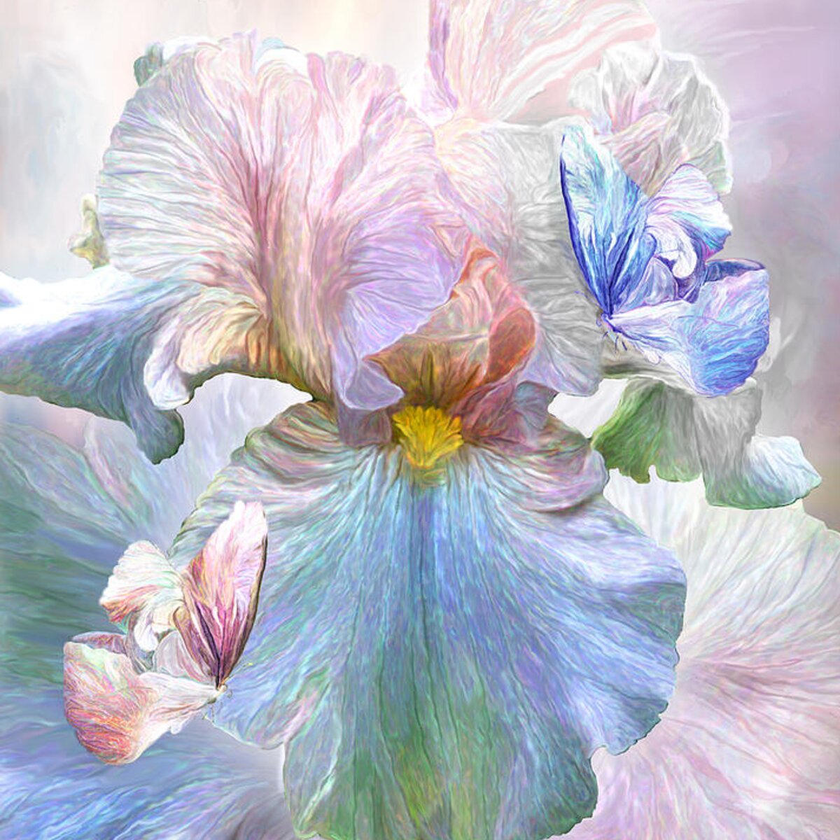 Iris - Goddess Of Serenity Round Beach Towel for Sale by Carol Cavalaris