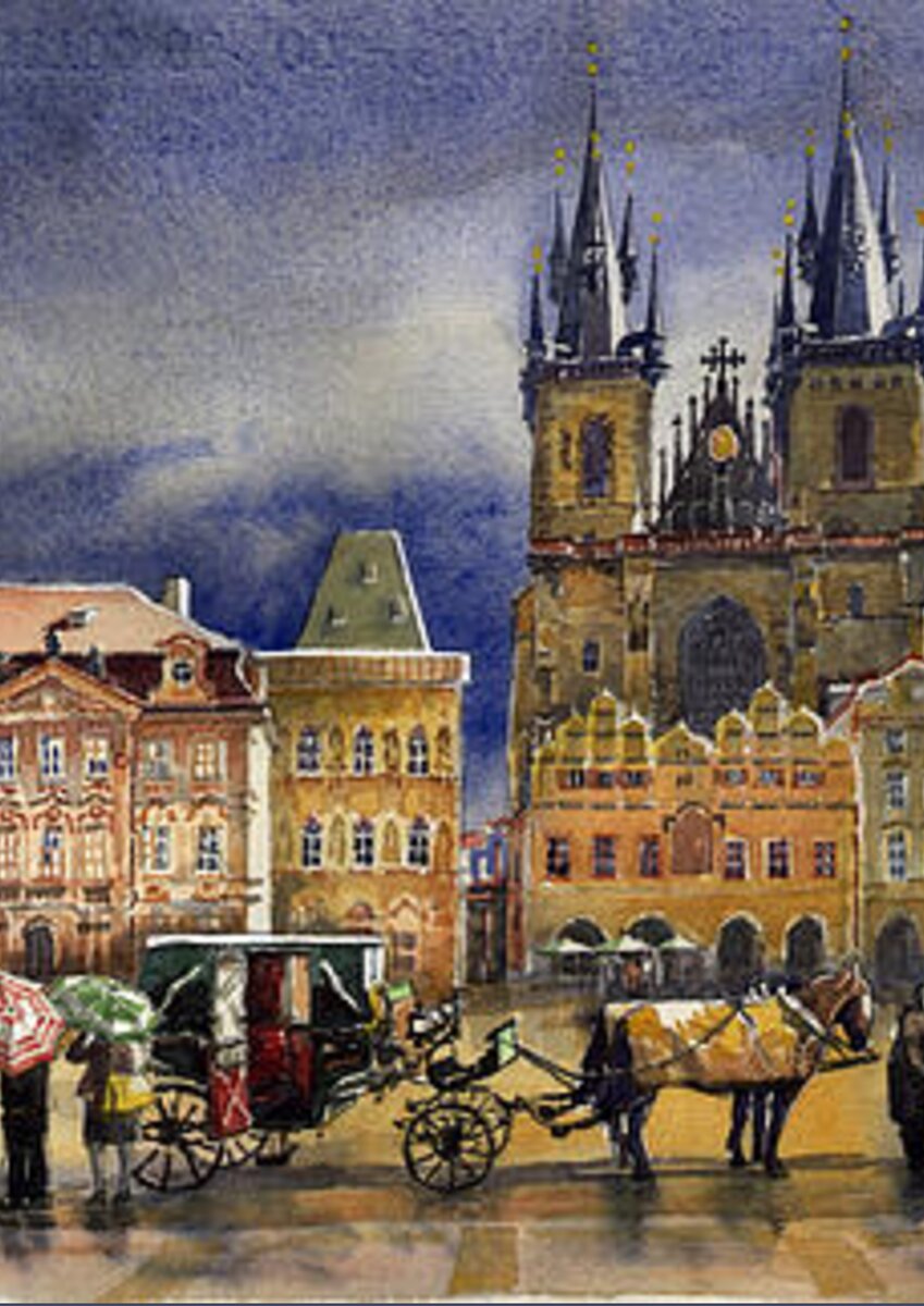 Prague Old Town Squere After rain Spiral Notebook for Sale by Yuriy