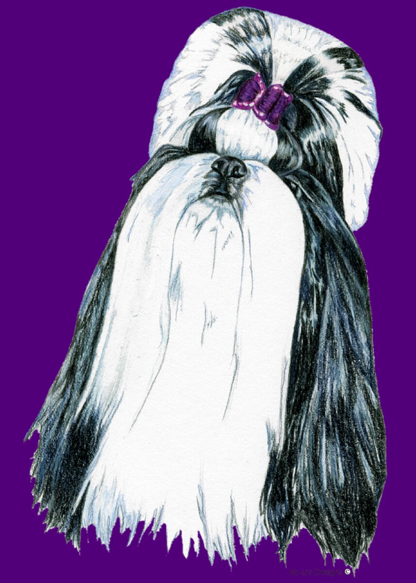 Shih Tzu Black and White Greeting Card for Sale by Kathleen Sepulveda