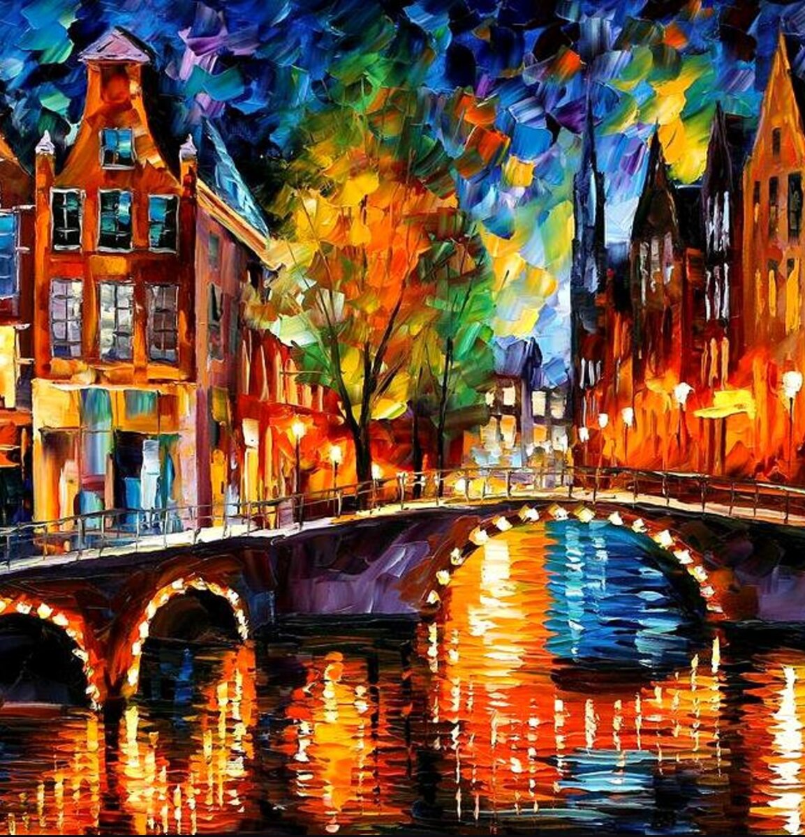 The Bridges Of Amsterdam Shower Curtain for Sale by Leonid Afremov
