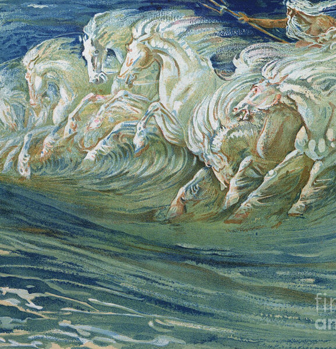 The Horses of Neptune Shower Curtain for Sale by Walter Crane