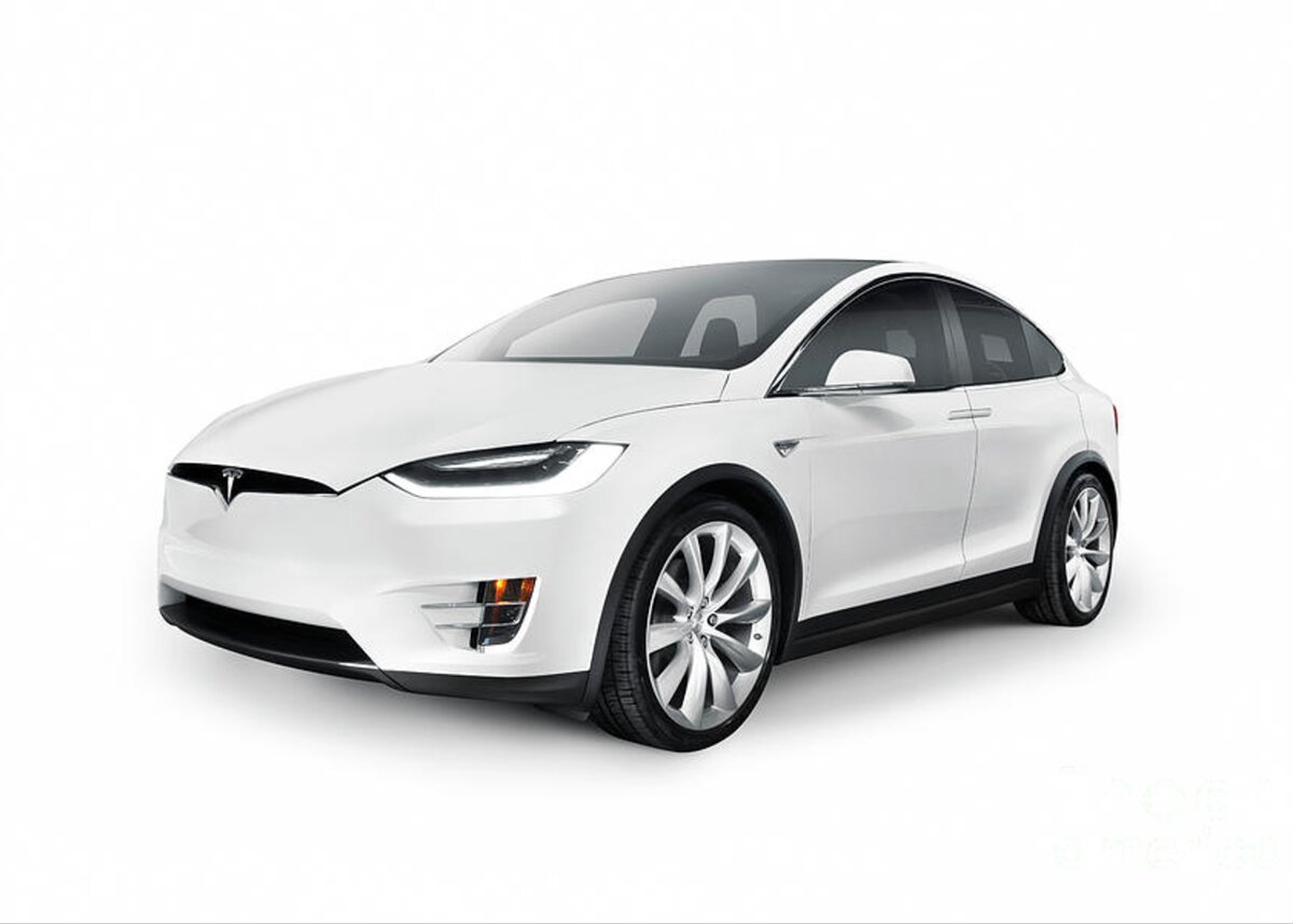 White 2017 Tesla Model X Luxury Suv Electric Car Isolated Greeting Card