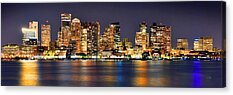 Boston Skyline At Night Acrylic Prints