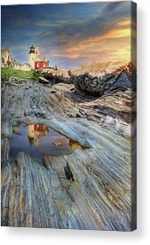 New England Lighthouse Mixed Media Acrylic Prints