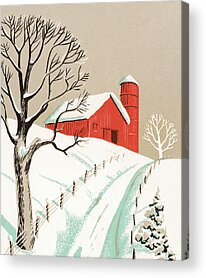 Winter Roads Drawings Acrylic Prints