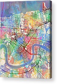 New Orleans Map Acrylic Prints