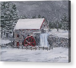 Longfellow S Grist Mill Paintings Acrylic Prints