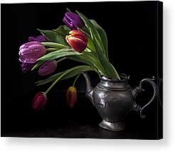 Flowers In Pewter Watering Can Acrylic Prints
