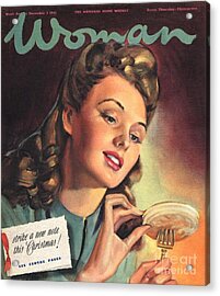 Woman 1945 1940s Uk People Eating Drawing by The Advertising Archives