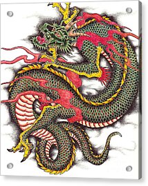 Asian Dragon Drawing by Maria Arango
