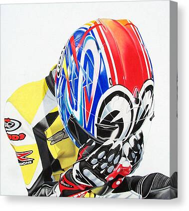 Motorcycle Rider Motosport Racing Self Portrait Spidi Leather Suit Arai Canvas Prints