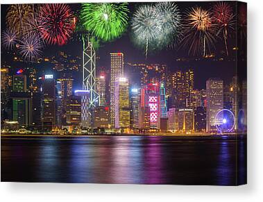 Hong Kong Skyline China Asia Metropolis Evening Postereck 3305 Poster & Canvas