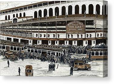 Wrigley Field Canvas Art Print by Steven Schultz