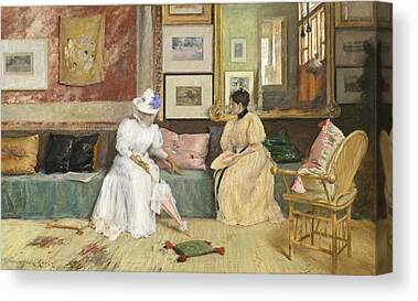 Sitting Room Parasol Conversation Interior Society American Impressionist Canvas Prints