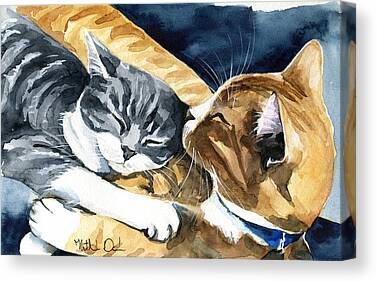 NAP TIME CUTE SLEEPING CAT & KITTENS PET ANIMAL ART PAINTING REAL CANVAS PRINT 
