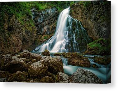 split canvas prints Details about   river and waterfall in forest purple 