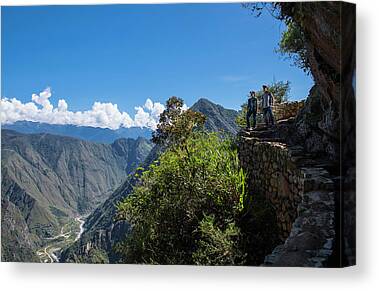 Steep stairs on a mountain side on the Inca trail at Machu Picchu Wall Art,  Canvas Prints, Framed Prints, Wall Peels