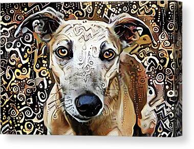 Rescued Greyhound Digital Art Canvas Prints