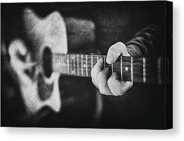 Guitar Player Guitar Close-up Black White 3.2 A Wall Art Canvas Picture Print