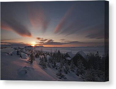 STUNNING WINTER SUNSET SNOW LANDSCAPE CANVAS PICTURE PRINT WALL ART #4015 