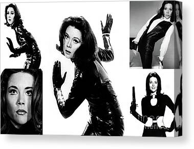 canvas  Diana Rigg in Emma Peel Outfit Art print poster 