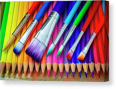 Paint brushes and colors Canvas Print