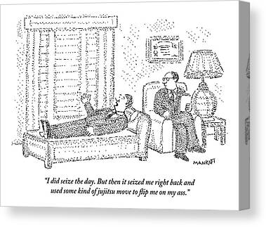 New Yorker Cartoons Laying Canvas Prints