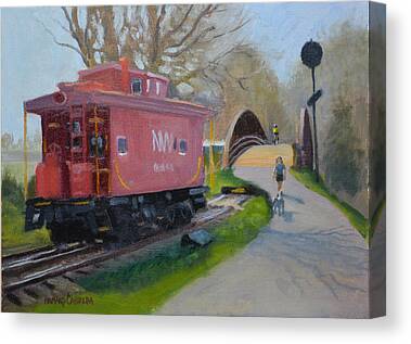 Old Caboose Paintings Canvas Prints
