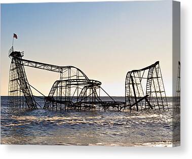 New Jersey Beach Coaster In Water Damage Canvas Prints
