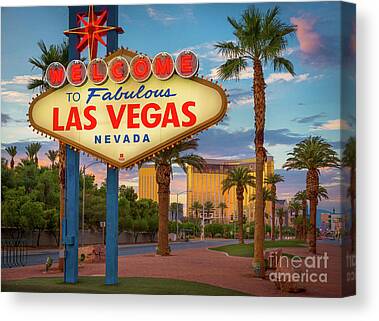 SC373 Retro Las Vegas Sign Sunset Landscape Canvas Wall Art Large Picture Prints 