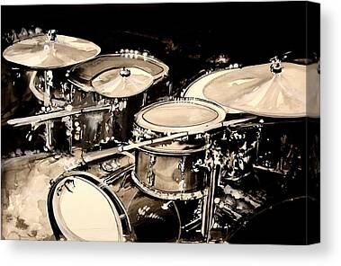 12x18 Drum Kit/Drum Set with Gilded Color Retro Style Canvas Prints Wall Art