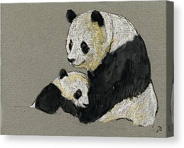 Panda Watercolor Mom and Baby Canvas Print / Canvas Art by Olga Shvartsur -  Fine Art America