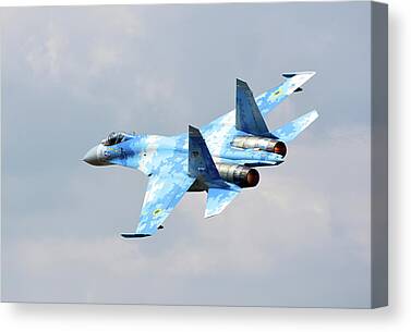 A Sukhoi Su-27 Flanker of the Russian Knights aerobatic team Solid-Faced  Canvas Print