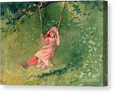 Girl On Swing Canvas Prints