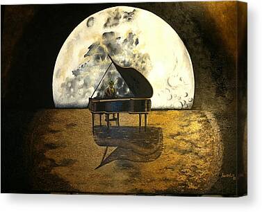 Moonlight Serenade Purple Piano Gothic Giclee Canvas Wall Picture Art 