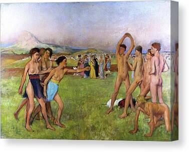 Young Spartans Exercising Paintings Canvas Prints