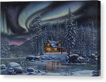 Snow Cabin Canvas Prints