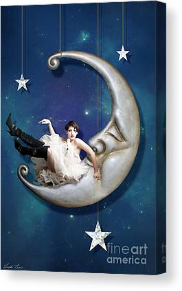 Woman In The Moon Canvas Prints