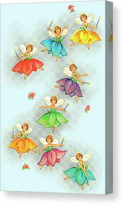 Fairy Garden Drawings Canvas Prints