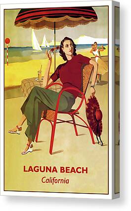 Laguna Beach Drawings Canvas Prints