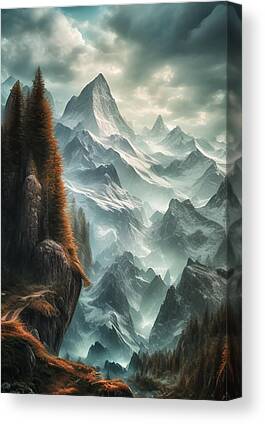 Mountain Scenery Drawings Canvas Prints