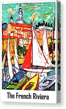 Cote d'azur, French riviera, woman on the beach Canvas Print