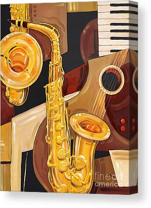 Saxophone Musical TREBLE CANVAS WALL ART Picture Print VA 