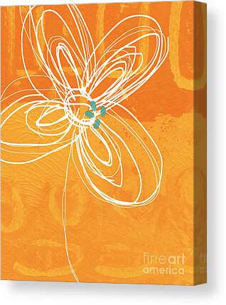 Only Orange Blue Flower Paintings Canvas Prints